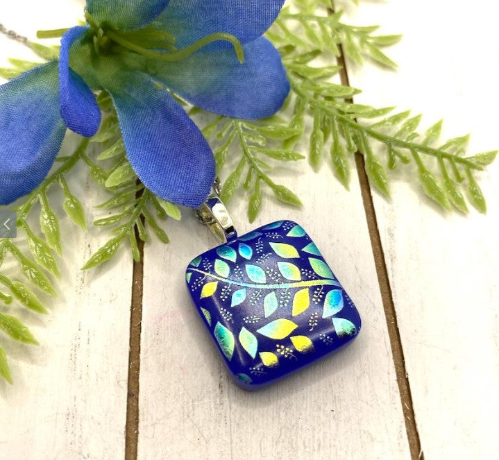 Cobalt Blue Leaf Pendant