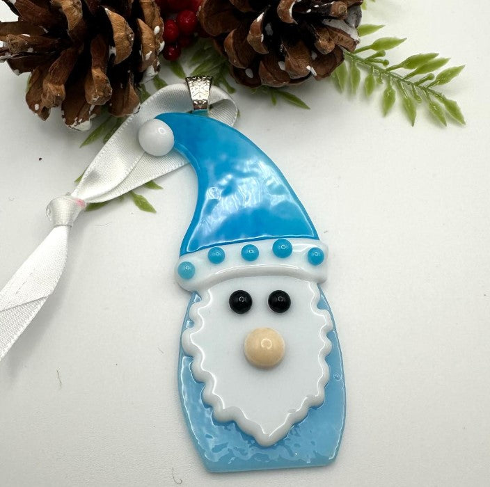 Handcrafted Glass Fused Gnome Ornament