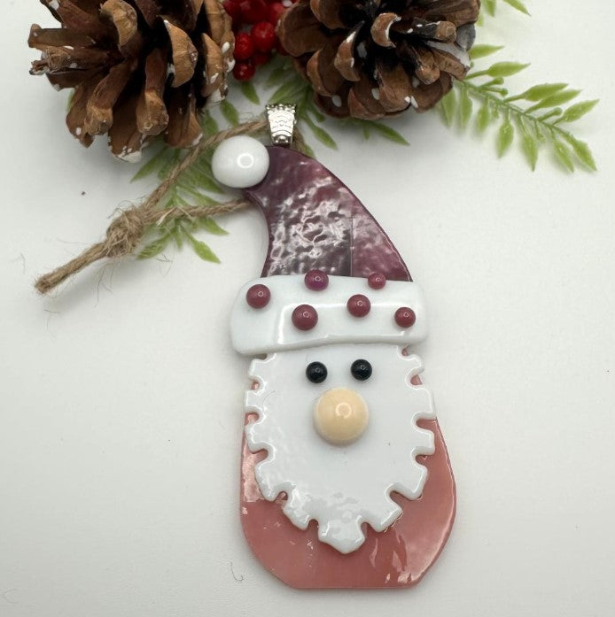 Handcrafted Glass Fused Gnome Ornament
