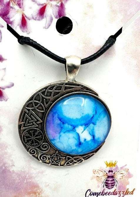 Hand Painted Moon Glass Pendant