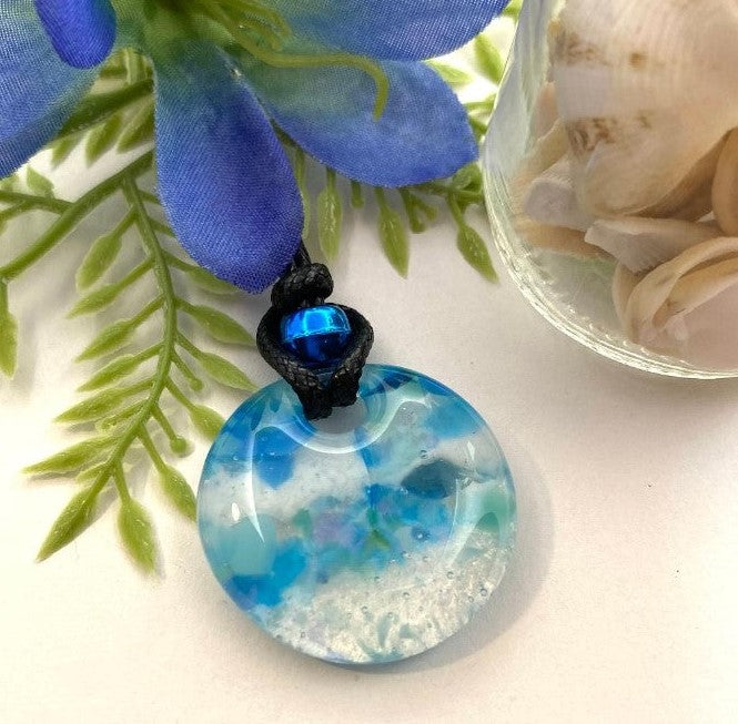 Glass Fused Blue/Turquoise Hombre' Pendant