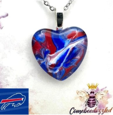 Buffalo Bill's Hand Painted Glass Heart Pendant