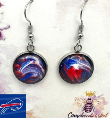 Buffalo Bills Hand Painted Glass Earrings