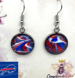 Buffalo Bills Hand Painted Glass Earrings