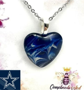 Dallas Cowboys Hand Painted Glass Heart Pendant