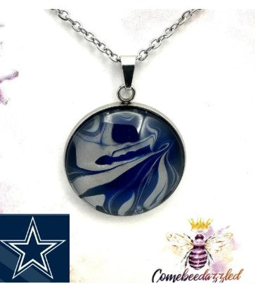 Dallas Cowboys Hand Painted Glass Heart Pendant
