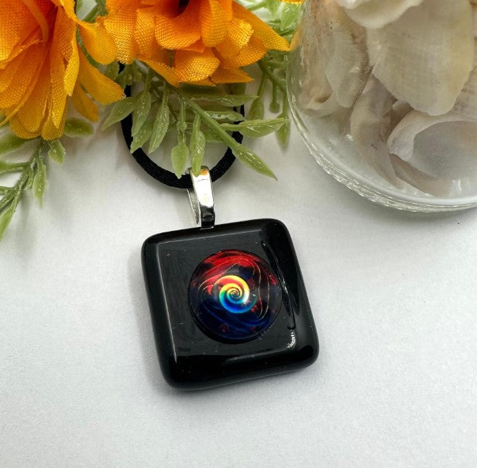 Glass Fused Mandala Pendant