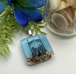 Memorial Glass Fused Rainbow Bridge Pendant - Dog or Cat