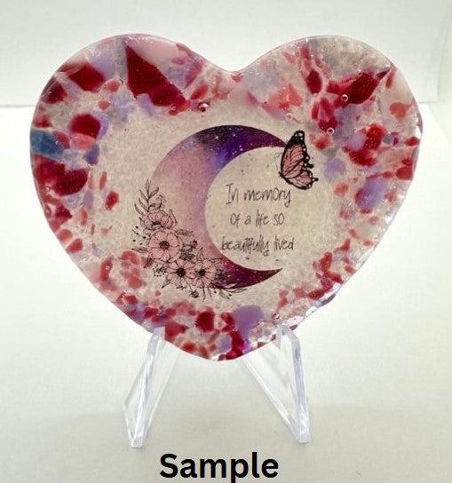 Customize your Memorial Glass Fused Heart- Color and Saying