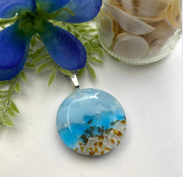 Glass Fused Beach Memorial Pendant