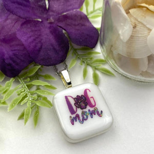 Glass Fused Dog Mom Memorial Pendant