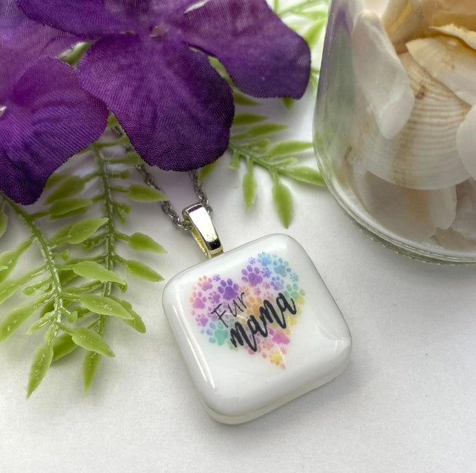 Glass Fused Fur Mama Memorial Pendant