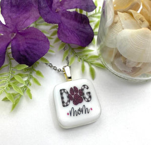 Glass Fused Dog Mom Memorial Pendant