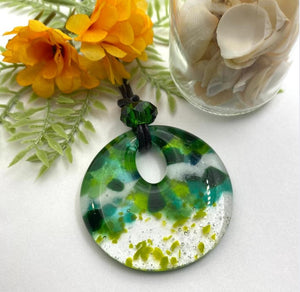Customize the color of your  Glass Fused Donut Memorial Pendant