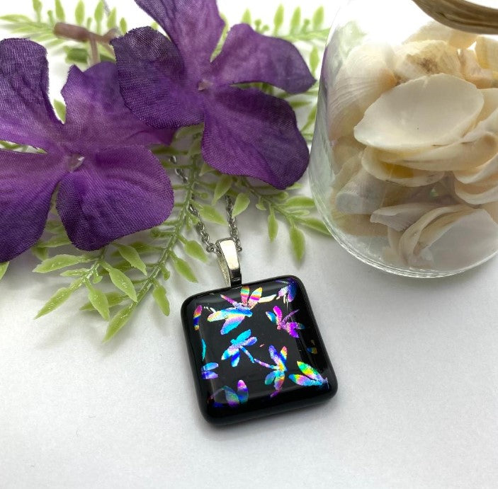 Memorial Glass Fused Dragonfly Pendant