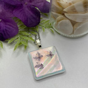 Glass Fused Butterfly Memorial Pendant