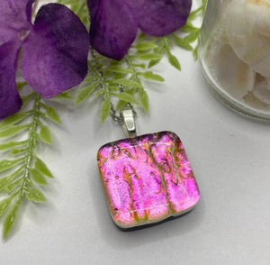 Vibrant Pink Glass Fused Pendant