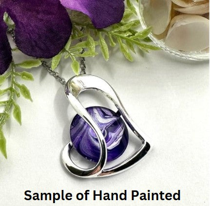 Design your own Hand Painted Glass Twisted Silver Heart Pendant