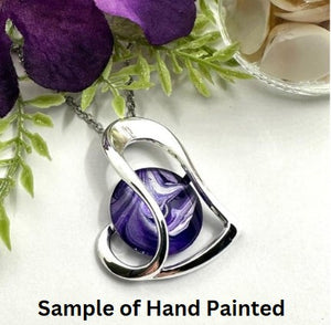Design your own Hand Painted Glass Twisted Silver Heart Pendant