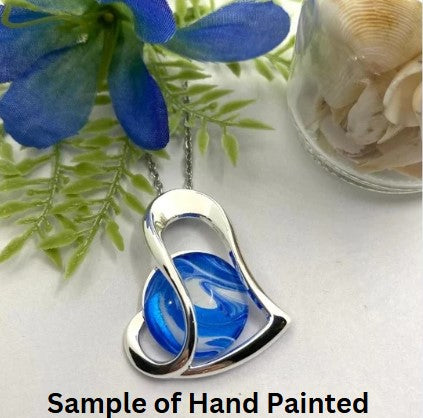 Design your own Hand Painted Glass Twisted Silver Heart Pendant