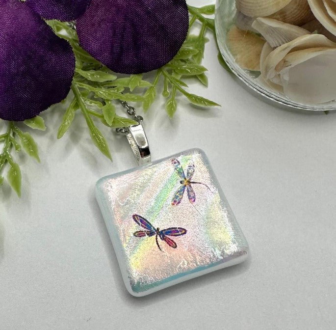 Glass Fused Dragonfly Memorial Pendant
