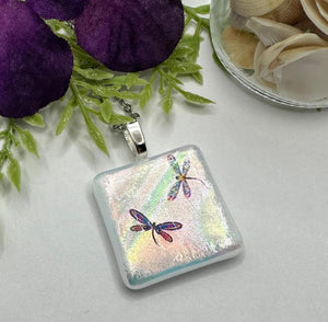 Glass Fused Dragonfly Memorial Pendant