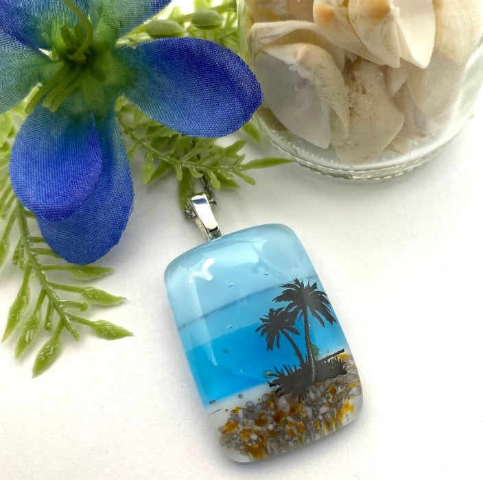 Seascape Beach Glass Fused Pendant