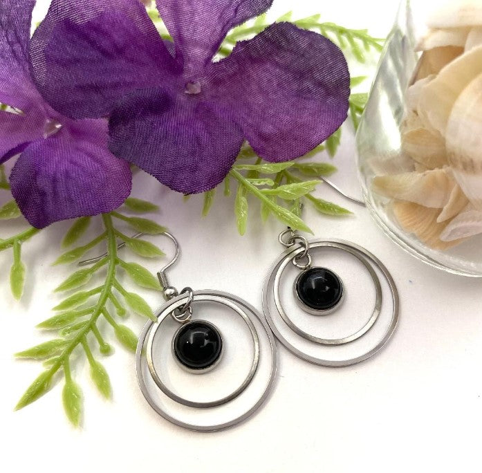 Black Fused Glass Earrings