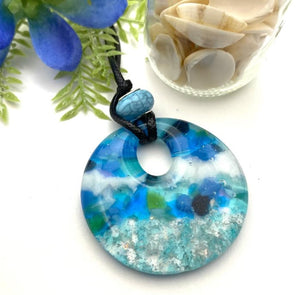 Customize the color of your  Glass Fused Donut Memorial Pendant