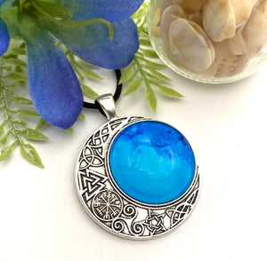 Hand Painted Moon Glass Pendant