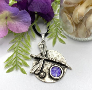 Antique Silver Plated Dragonfly Pendant