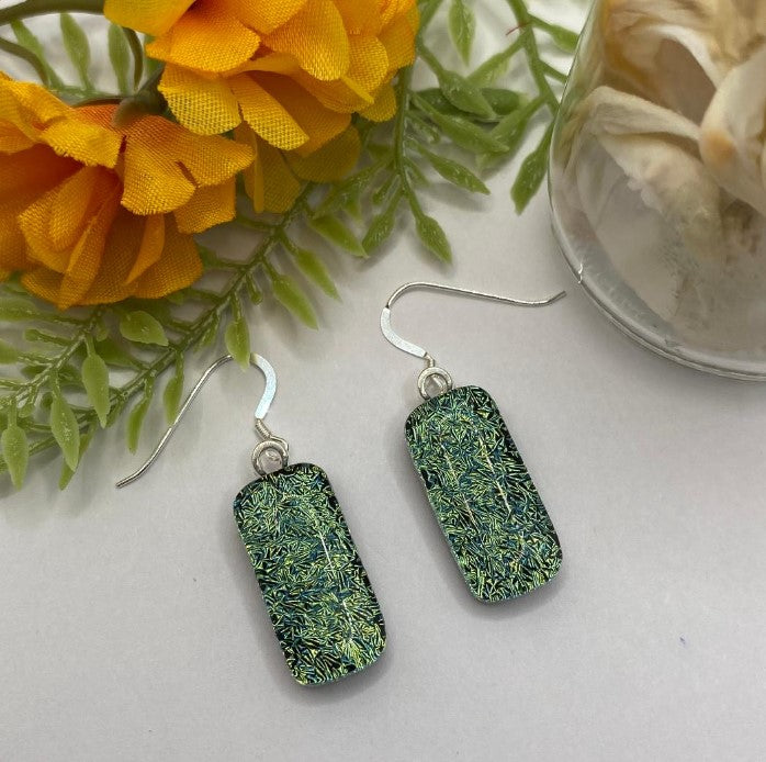 Green Glass Fused Earrings