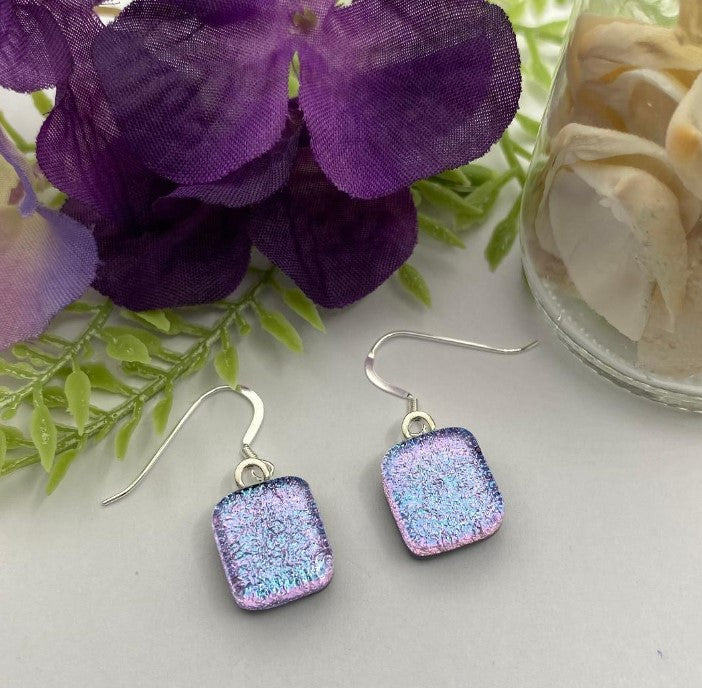 Lilac Glass Fused Earrings