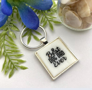 Best Dog Dad Glass Key Chain