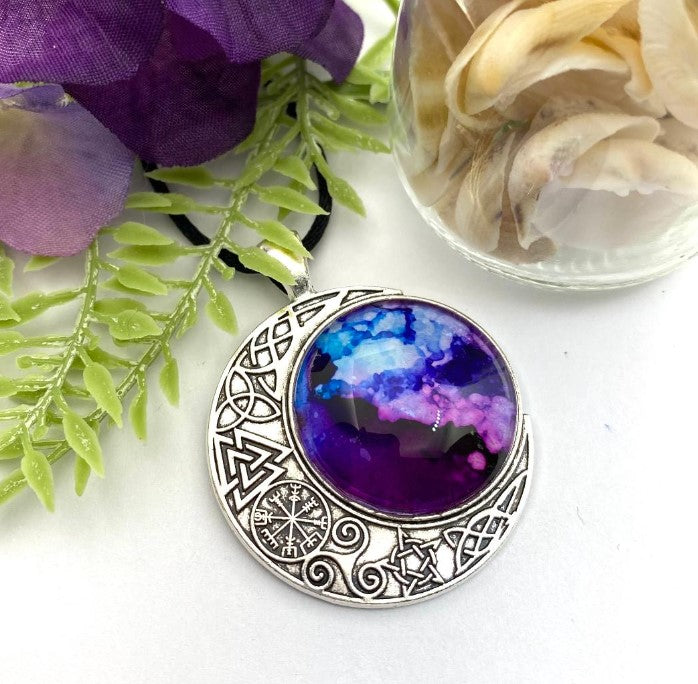 Hand Painted Moon Pendant