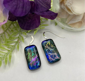 Multicolored Glass Fused Dragonfly Earrings