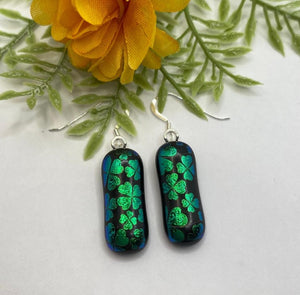 Green Shamrock Glass Fused Earrings