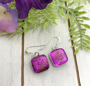 Pink Crinkle Glass Fused Earrings