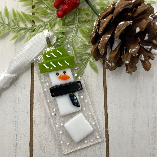 Snowman Ornament - Green