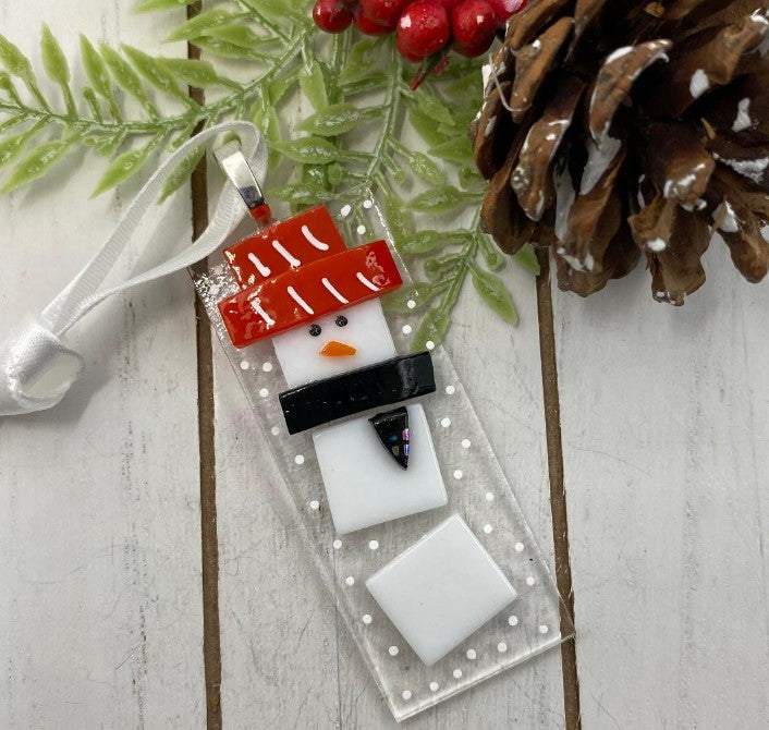 Snowman Ornament - Red