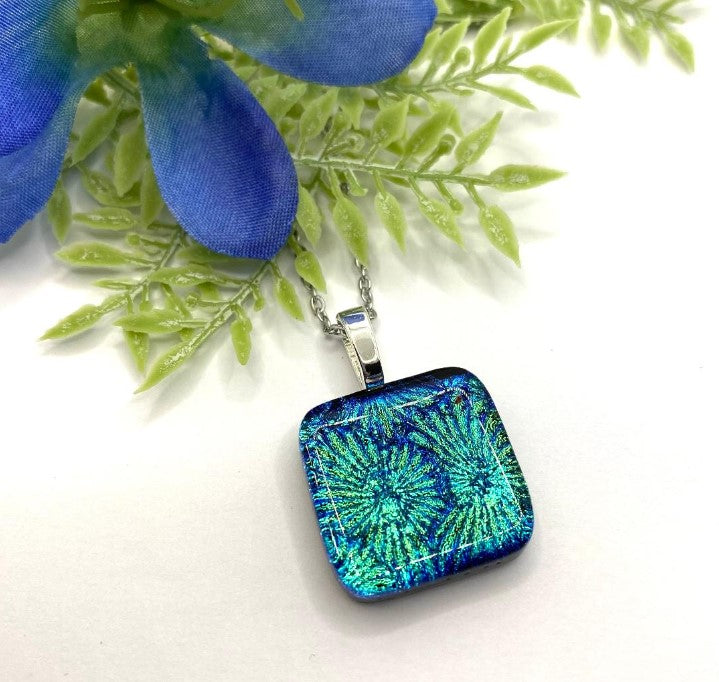 Blue/Green Glass Fused Pendant