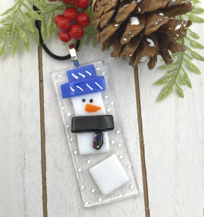 Snowman Pendant - Blue