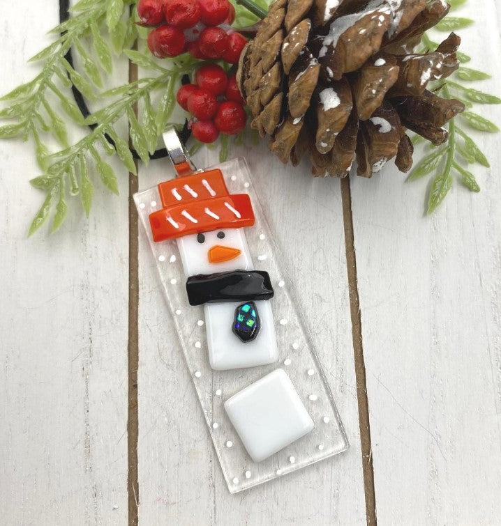 Snowman Pendant - Red