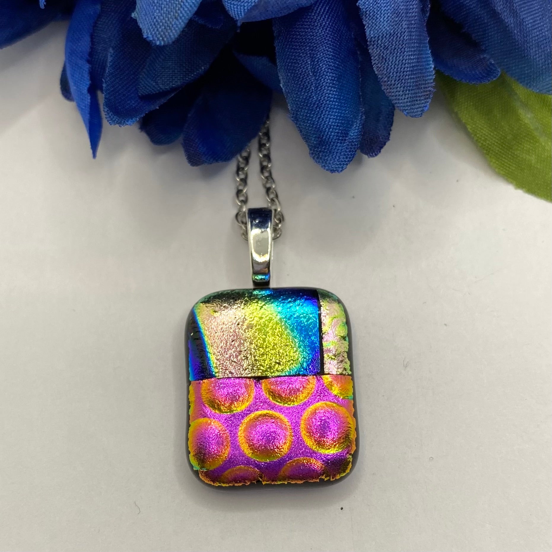 Mosaic Dichroic Glass Fused Pendant