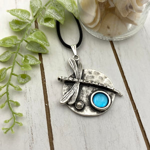 Antique Silver Plated Dragonfly Pendant