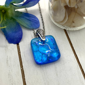 Aqua and Blue Glass Fused Pendant