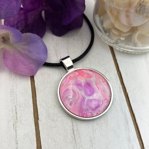 Hand Painted Pink and Purple Glass Pendant