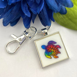 Rainbow Sea Turtle Key Chain