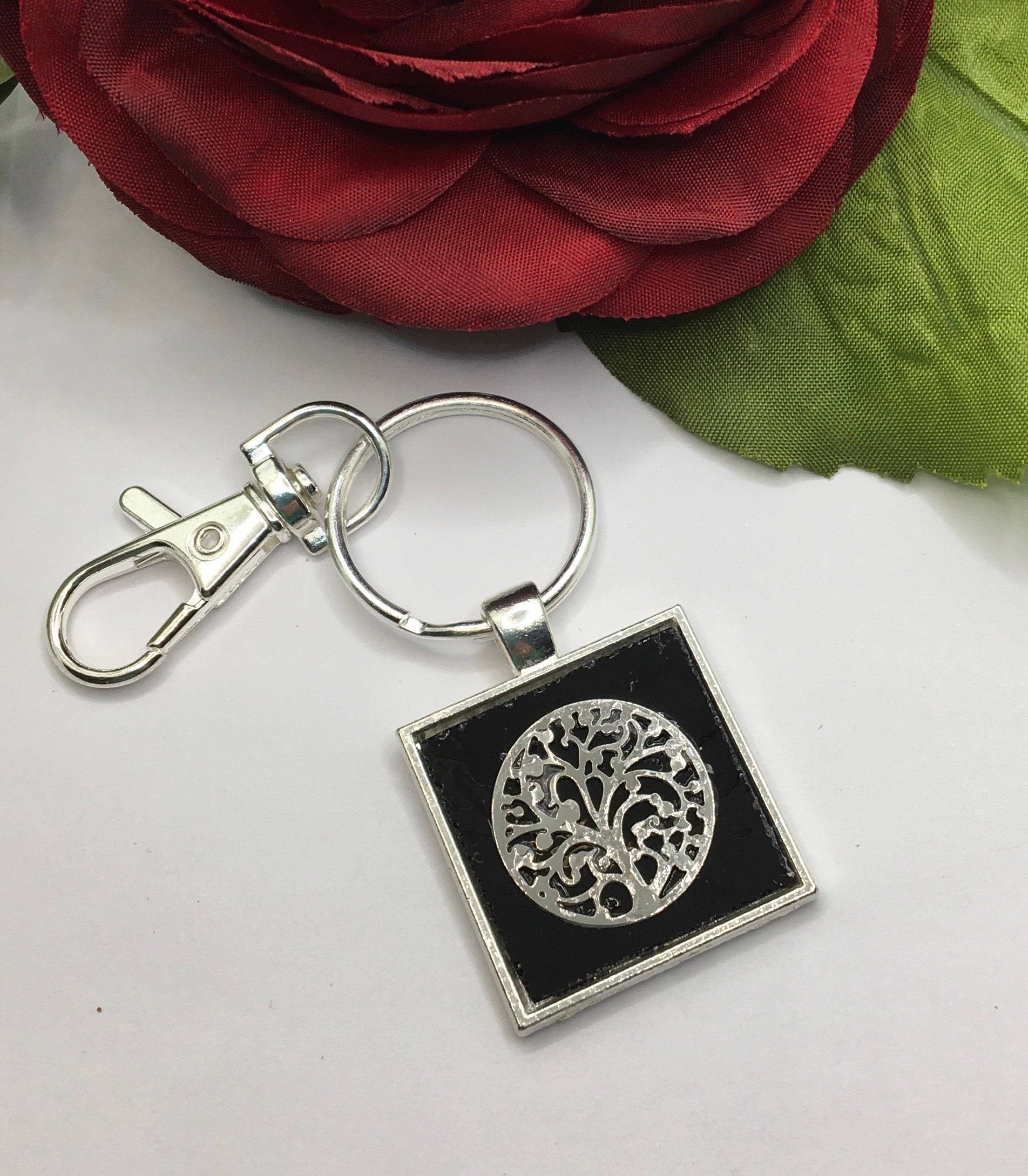 Tree of Life Glass Fused Key Chain