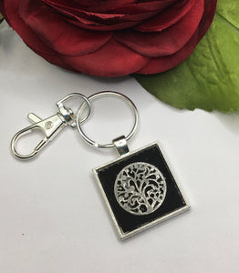 Tree of Life Glass Fused Key Chain